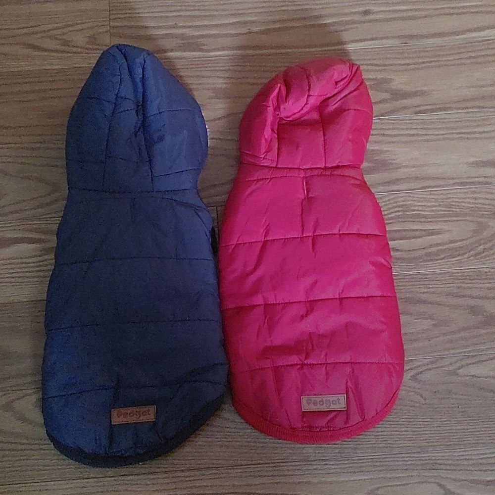Pedgot 2 Pieces Fleece Lined Warm Dog Hoodie Jacket  Hoodie  Red and Blue  Sz M